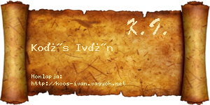 Koós Iván névjegykártya